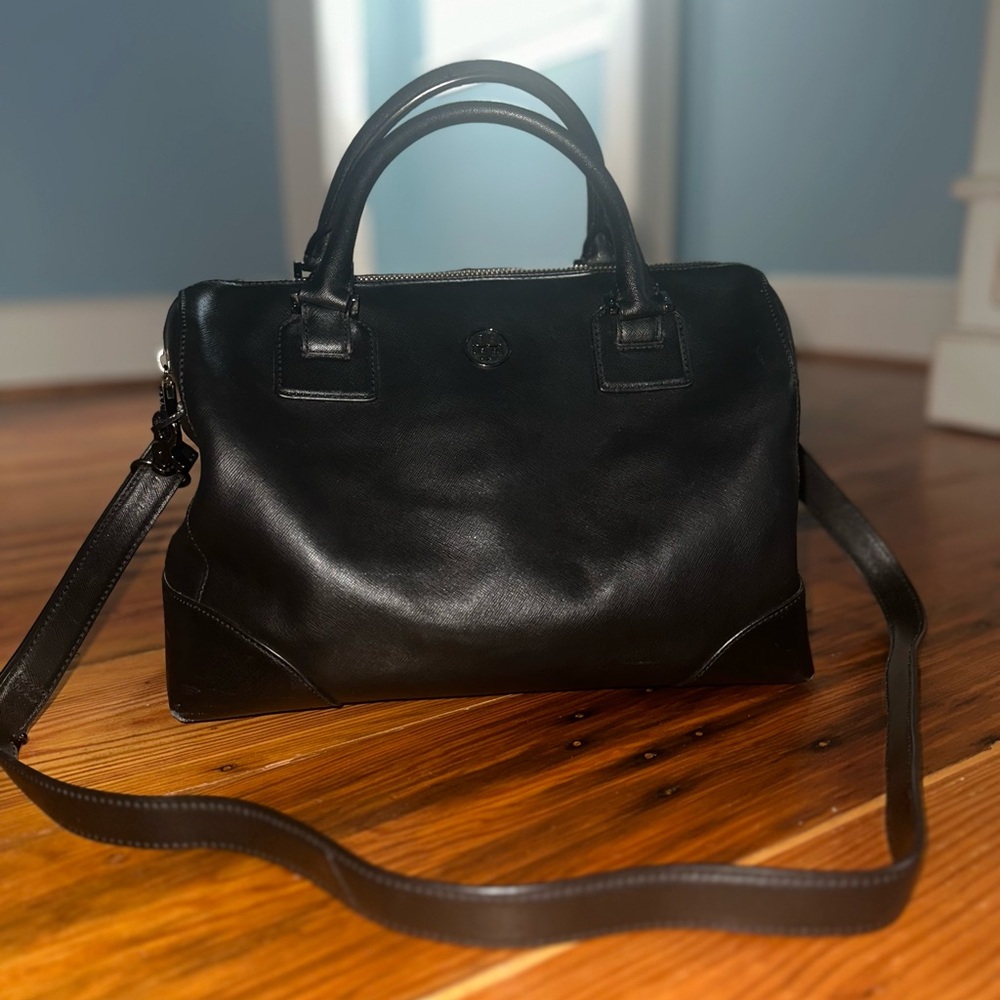 Tory Burch Black Saffiano Leather Robinson Large Satchel
